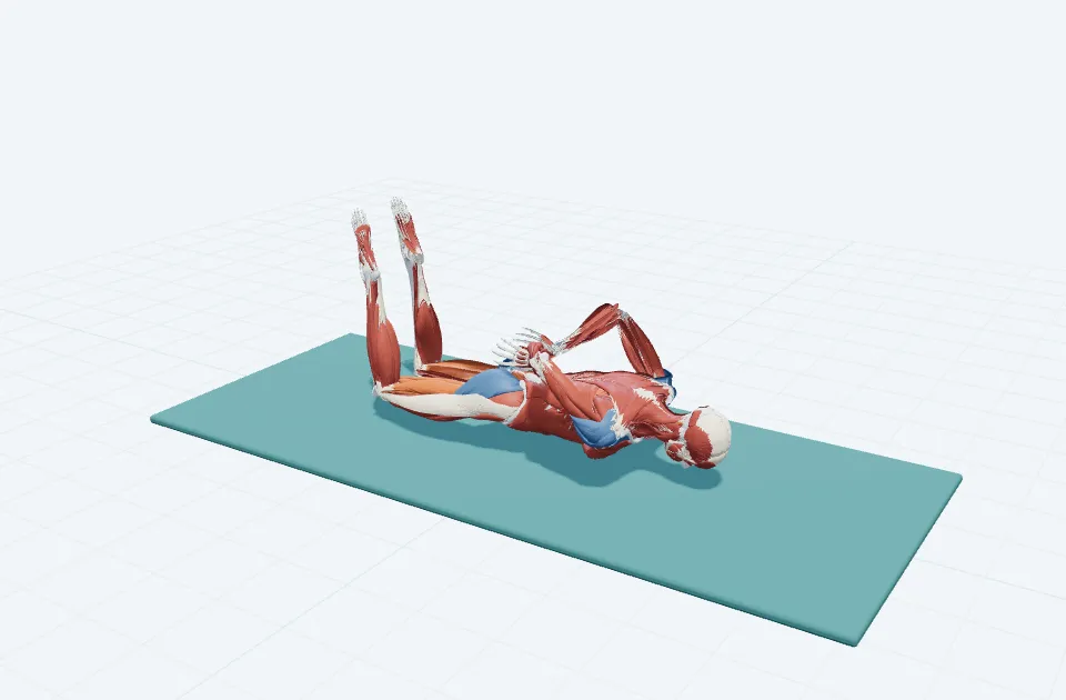 ダブルレッグキックの動作の一場面を示す3D模式図