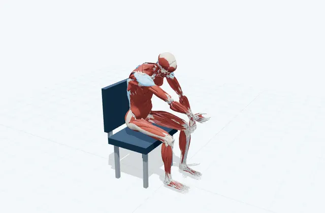 A schematic 3D view of Seated Upper-Back Stretch