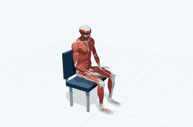 首を斜め前へ倒すの3D模式図