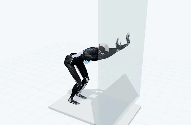 壁で肩を前へ伸ばすの3D模式図