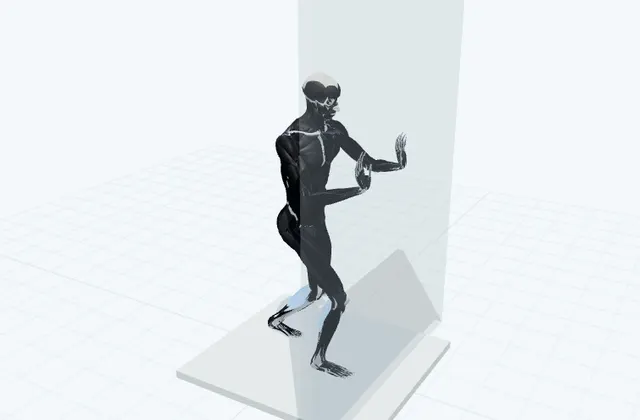 膝を曲げるふくらはぎの3D模式図