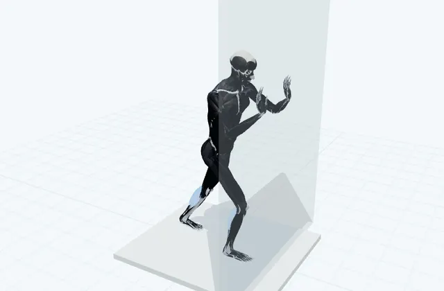 壁を使うふくらはぎの3D模式図